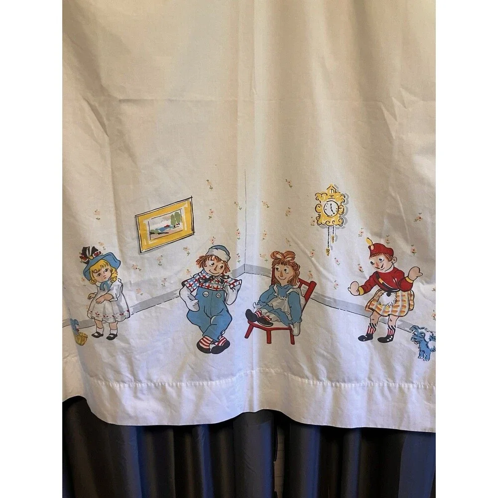 Vintage Wamsutta Twin Flat Sheet Raggedy Ann & Andy Kids Bedding